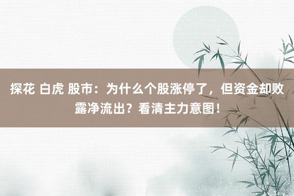 探花 白虎 股市：为什么个股涨停了，但资金却败露净流出？看清主力意图！