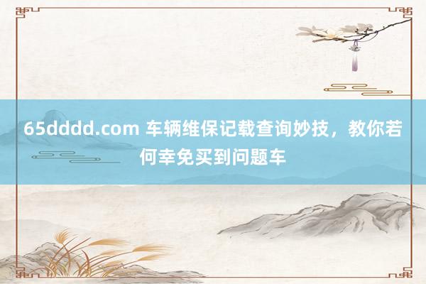 65dddd.com 车辆维保记载查询妙技，教你若何幸免买到问题车
