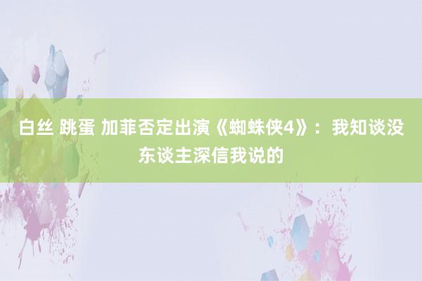 白丝 跳蛋 加菲否定出演《蜘蛛侠4》：我知谈没东谈主深信我说的